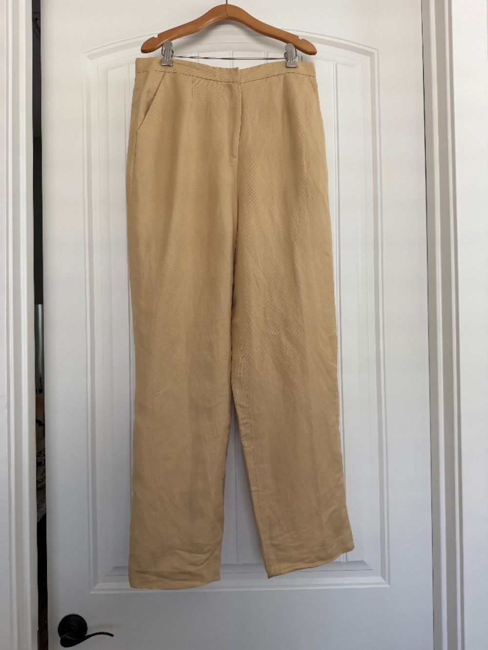 Casual Corner Butter Yellow Linen Straight Leg Trouser Pants Womens Size 12